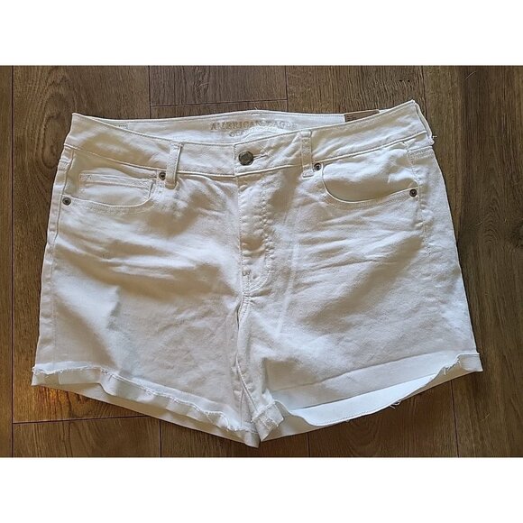American Eagle Women's Shorts Stretch Raw Hem Size 18 White Low Rise NWT - Picture 1 of 8